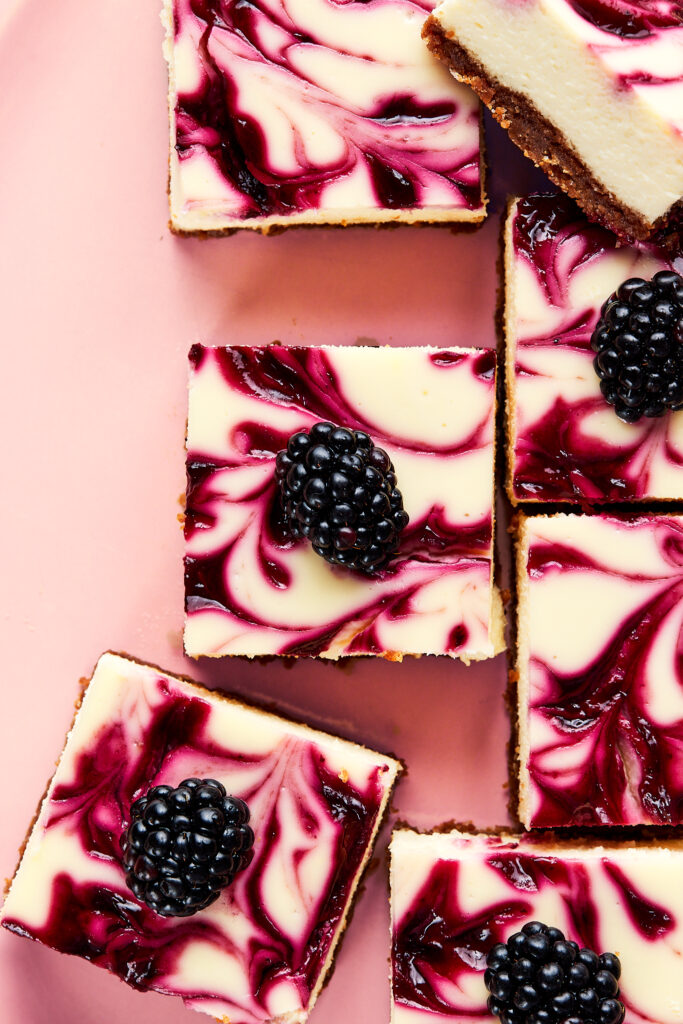 Good Grit Magazine: Blackberry Swirl Cheesecake Bars